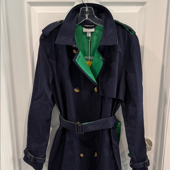 3.1 Phillip Lim for Target Jackets & Blazers - 3.1 Phillip Lim for Target Navy Trench Coat with Green Accents